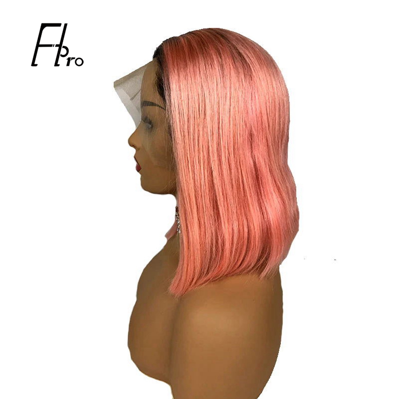 Pink Bob Wig 180% Density Straight 13×4 Lace Front Human Hair Wig Natural Hairline